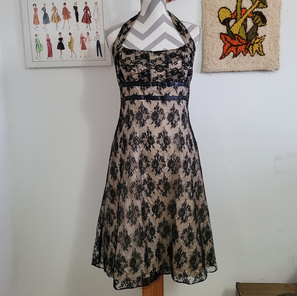 Zum Zum | Y2K Vintage Champagne + Black Whimsigoth Party Dress